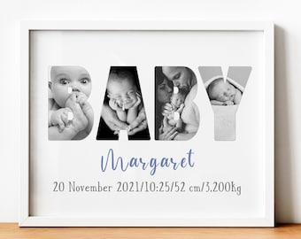 Collage de fotos de recién nacidos, Foto de collage de bebé, Collage de cumpleaños de bebé, Regalo de collage de bebé personalizado