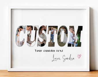 Collage de fotos con nombre personalizado, collage de fotos de texto personalizado, collage de letras personalizadas, su collage de fotos de texto, regalo de collage de fotos, arte de palabras