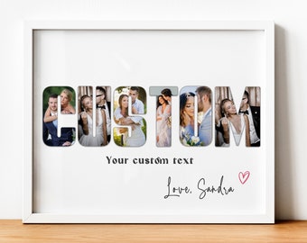 Collage de fotos con nombre personalizado, collage de fotos de texto personalizado, collage de letras personalizadas, su collage de fotos de texto, regalo de collage de fotos, arte de palabras