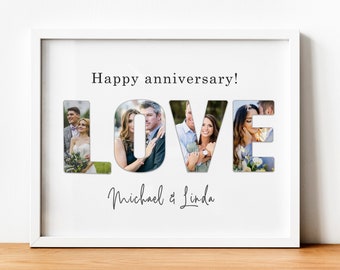 Custom Anniversary Collage, Personalized Anniversary Gift for Husband, Anniversary Gift Art, Anniversary Photo Collage Gift