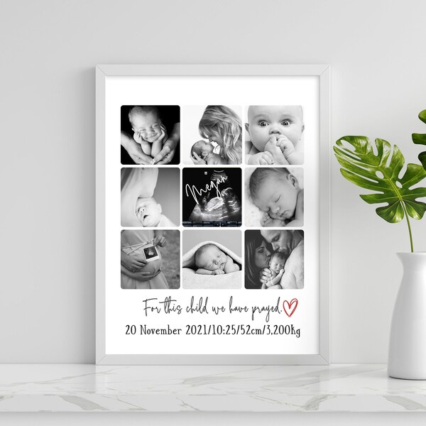 Baby Collage Photo, Newborn Photo Collage, Baby Birthday Collage, Personalized Baby Collage Gift,