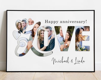 Custom Anniversary Collage, Personalized Anniversary Gift for Husband, Anniversary Gift Art, Anniversary Photo Collage Gift