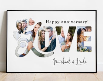 Collage de aniversario personalizado, Regalo de aniversario personalizado para el esposo, Arte de regalo de aniversario, Regalo de collage de fotos de aniversario