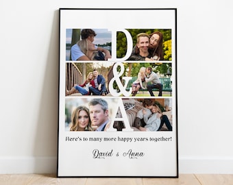 Collage de aniversario personalizado, Regalo de aniversario personalizado para el esposo, Arte de regalo de aniversario, Regalo de collage de fotos de aniversario,