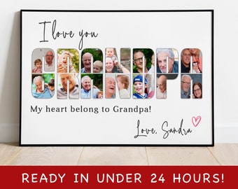 Custom Grandpa Photo Collage, Personalized Photo Collage, Custom Collage, Gift For Grandpa, Fathers Day Gift, Birthday Present, Digital File
