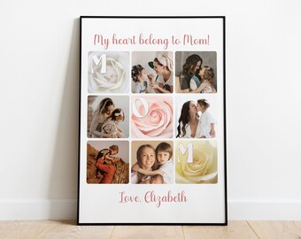 Custom Mom Photo Collage, Mother's Day Gift, Personalized Gift for Mom, Photo Mom Gift, Gift from Daughter, Mothers Day Gift, Gift for Her