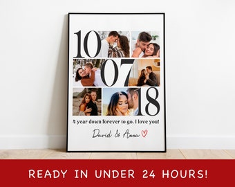 Custom 4 year Anniversary Collage, Personalized 4th Anniversary Gift for Husband, Four Anniversary Gift Art, Anniversary Photo Collage Gift