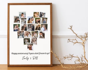 Collage de fotos de corazón personalizado, collage de bodas personalizado, aniversario de collage de bodas, aniversario de bodas, collage de fotos de boda
