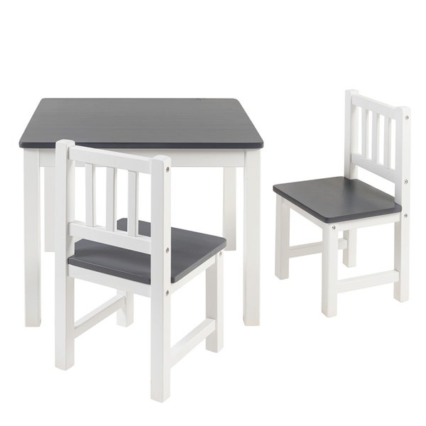 Kindersitzgruppe Amy  Kindertisch aus Holz mit 2 Stühlen grau-weiss