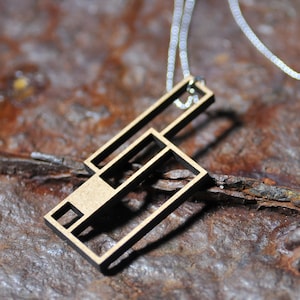 Jewelry pendant MINO:H.301, wood (HDF), statement jewelry, ball chain 925 Sterling silver, 60 cm long, jewelry chain, laser cut, gift idea