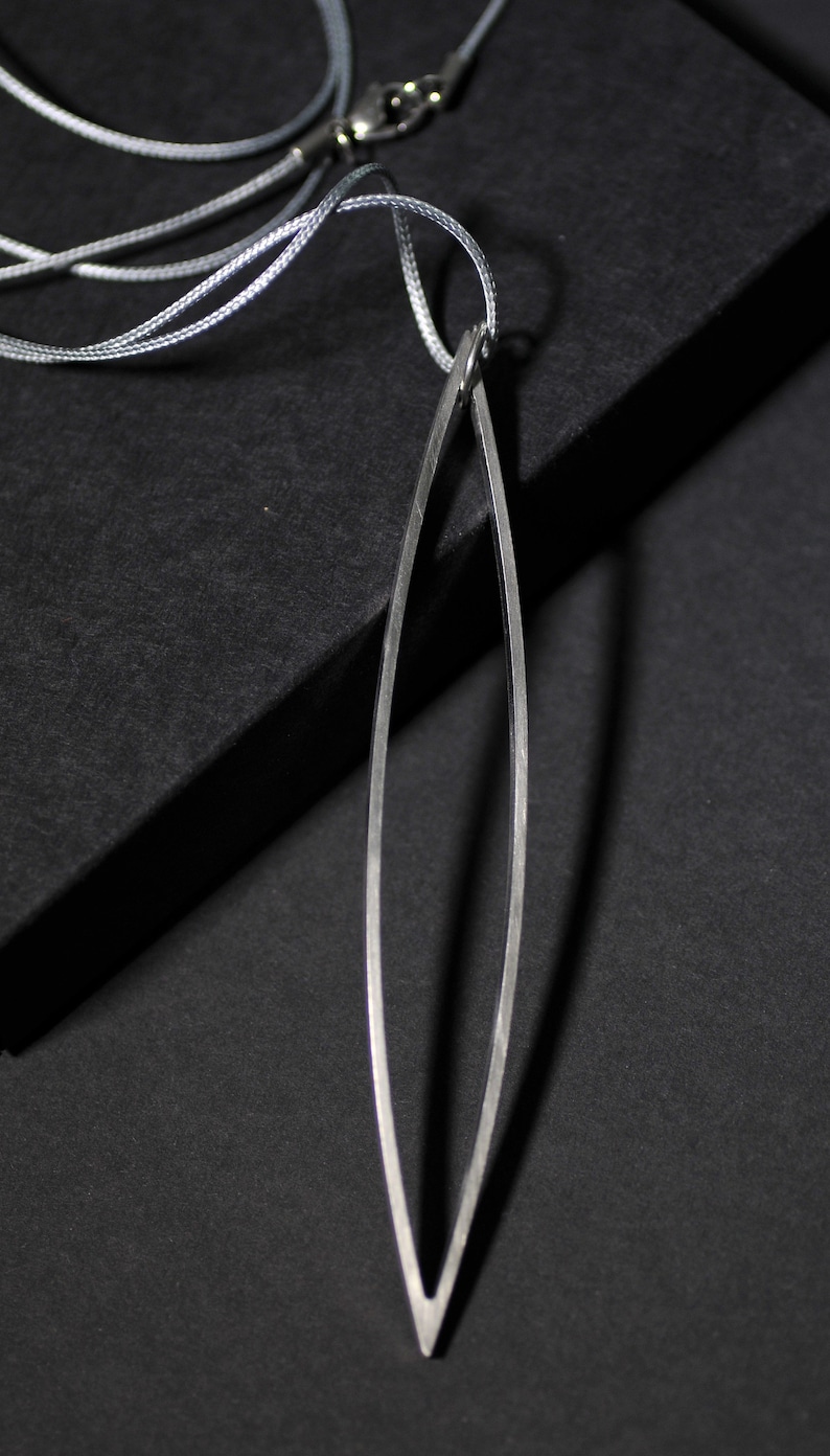 Stainless Steel Textile Ribbon Silver-Grey Jewelry Necklace Long Lasercut Gift Idea Jewelry PendantPendant FLO.101 Noble Statement Jewelry