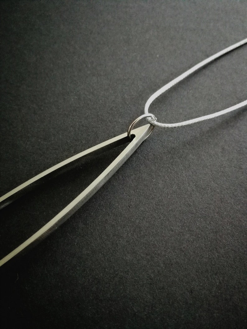 Stainless Steel Textile Ribbon Silver-Grey Jewelry Necklace Long Lasercut Gift Idea Jewelry PendantPendant FLO.101 Noble Statement Jewelry