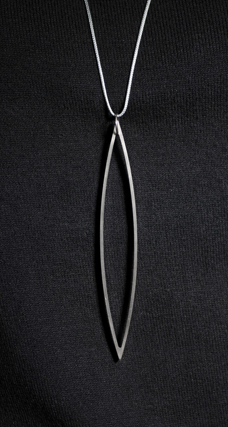 Stainless Steel Textile Ribbon Silver-Grey Jewelry Necklace Long Lasercut Gift Idea Jewelry PendantPendant FLO.101 Noble Statement Jewelry
