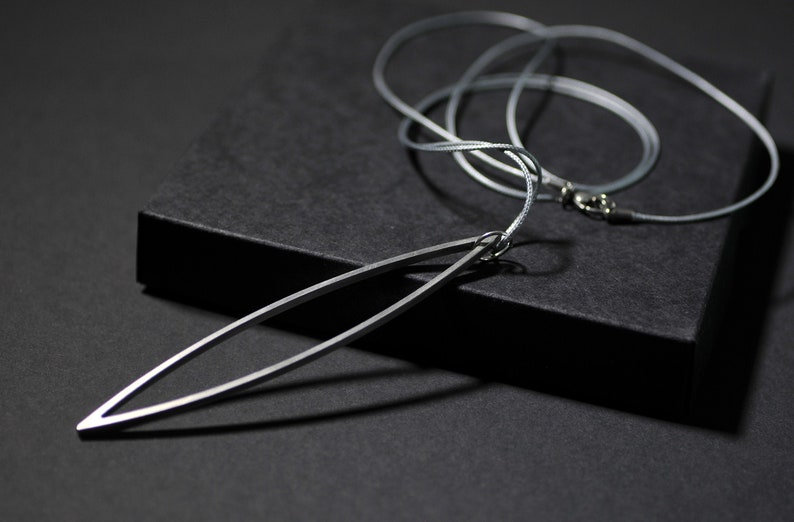 Stainless Steel Textile Ribbon Silver-Grey Jewelry Necklace Long Lasercut Gift Idea Jewelry PendantPendant FLO.101 Noble Statement Jewelry