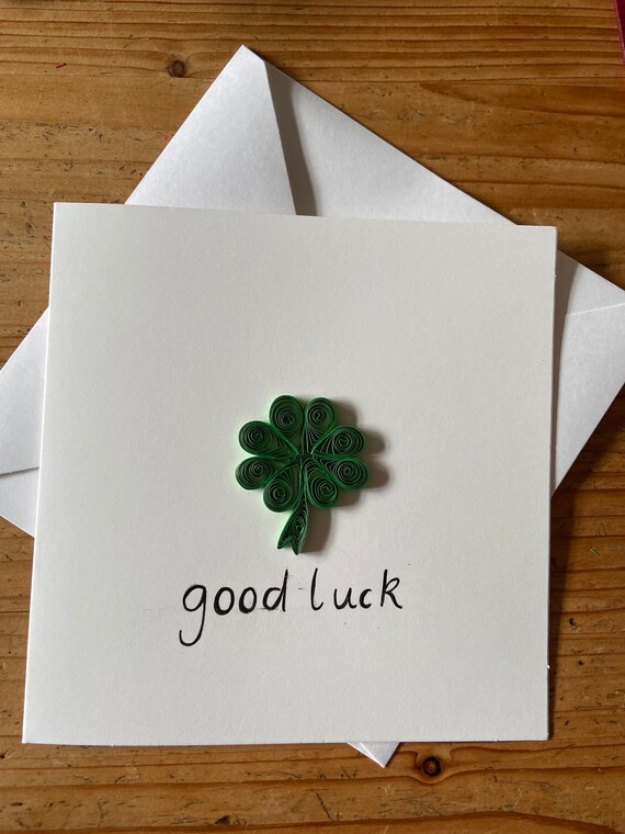 Quilled four leaf clover good luck card Etsy