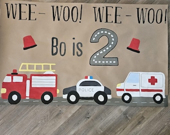 Hand Painted Banners Customized for Birthday -Anniversary -Baby Showers -Celebrations-- 21st birthday- Emergency vehicles