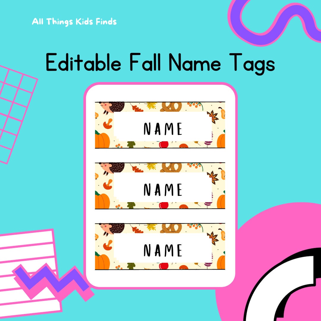 Editable Fall Name Tags - Etsy Canada
