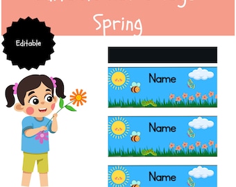 Editable Spring Name Tags- Desk Plates Tags