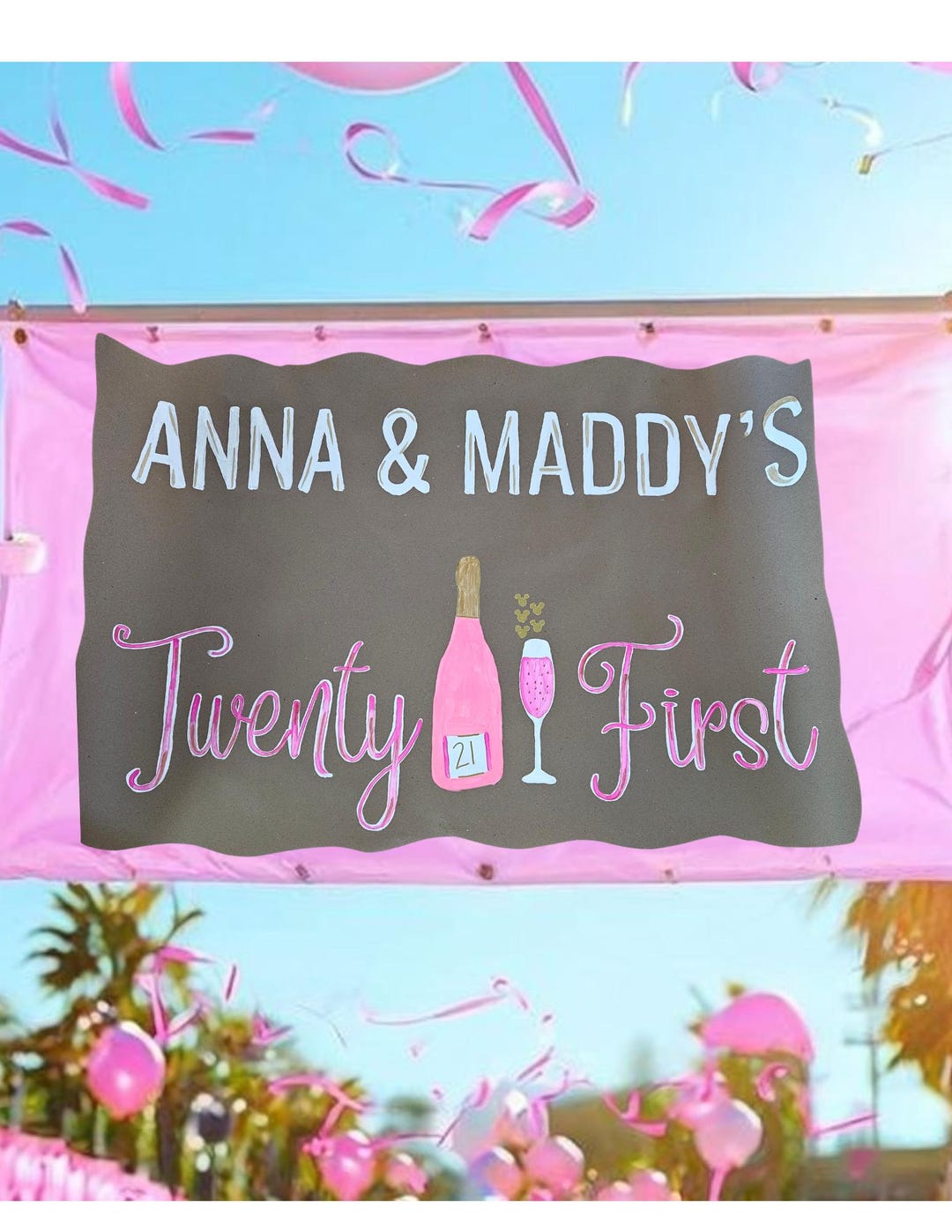 Twenty First Banner Customized Hand Painted Banners for Birthday Twenty First Celebrations ...