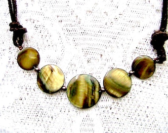 Green Abalone Coin Necklace