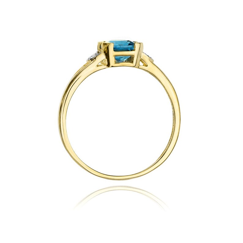 14k Yellow Gold Ring with natural Topaz and Diamonds December Birthstone Engagement Anniversary Gift any size free Engraving