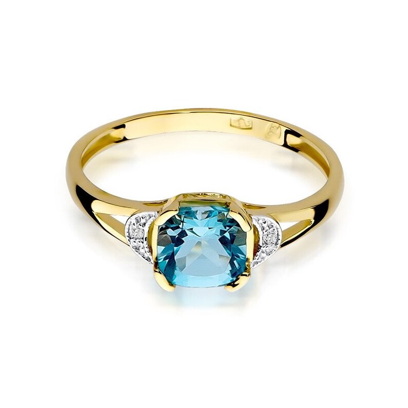 14k Yellow Gold Ring with natural Topaz and Diamonds December Birthstone Engagement Anniversary Gift any size free Engraving