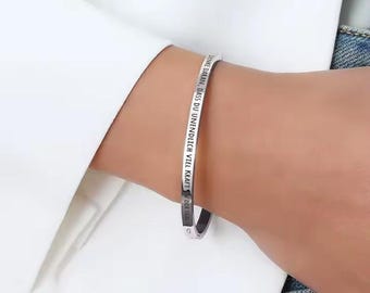 Damen Armreif Gravur Edelstahl Personalisierte Silber Armbänder Geschenk 4 - 6 - 8 mm