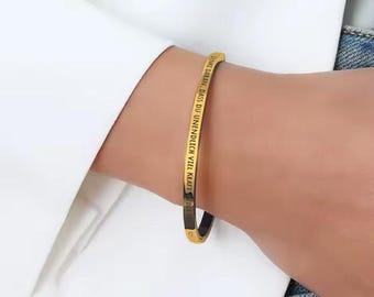 Damen Armreif Gravur Edelstahl Personalisierte Gold Armbänder Geschenk 4 - 6 - 8 mm