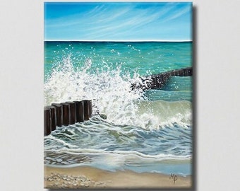 Baltic Sea waves II 40x50 original oil painting picture