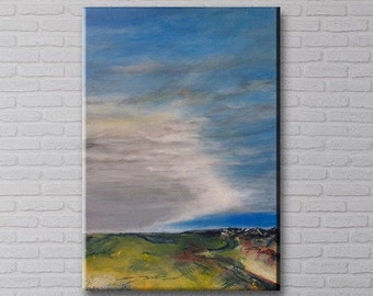 Wide View 60x80 original acrylic painting abstract landscape