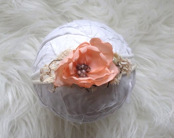 Newborn flower hair band apricot photo headband hair band baby photoshoot accessory baby girl headband prop christening headpiece