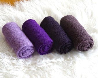 Baby photography knit purple towels cloth purple plum baby accessory photo prop stretch wrap eggplant photo shoot wrap newborn