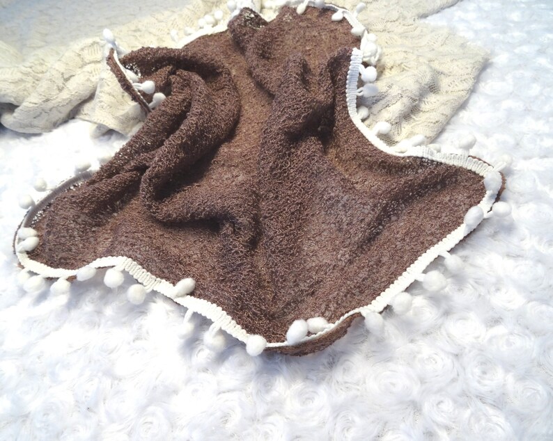 Photography prop pom pom knit blanket DUSTY MAUVE baby accessory photo prop Pom Pom Layer blanket Baby Posing Baby Photography photo shoot