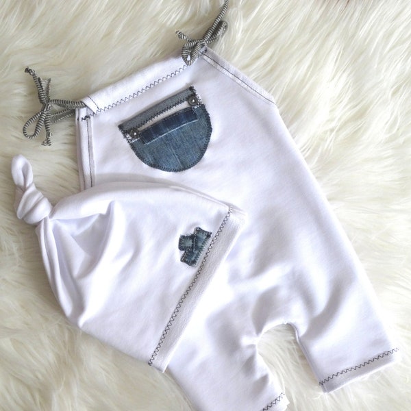 Newborn outfit boy jumpsuit beanie white jeans baby photoshoot baby photography baby fashion for boys clothes baby photo props