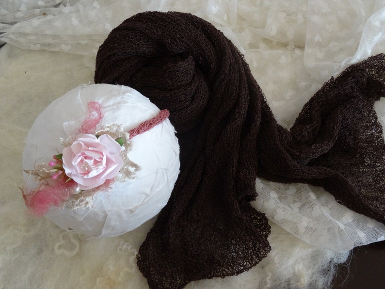 Baby Headband Wrap Set dark brown baby photo shoot baby photography prop accessory Handmade Newborn Wrap Hair Accessories