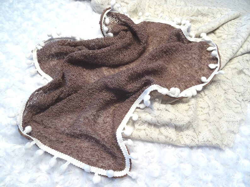 Photography prop pom pom knit blanket DUSTY MAUVE baby accessory photo prop Pom Pom Layer blanket Baby Posing Baby Photography photo shoot