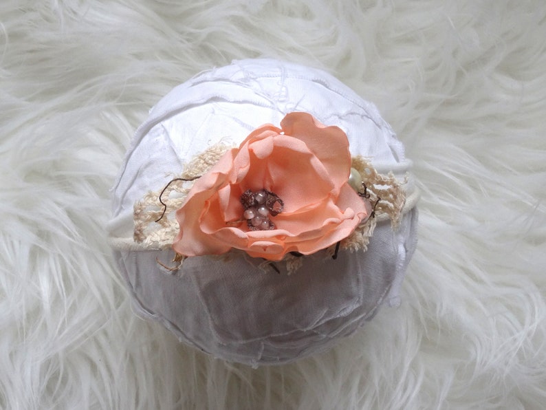 Newborn flower hair band apricot photo headband hair band baby photoshoot accessory baby girl headband prop christening headpiece