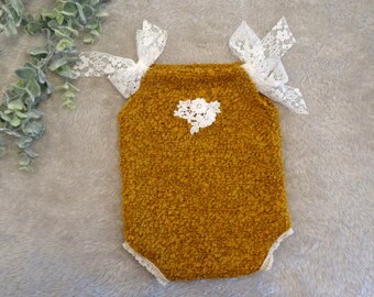 Photoshoot Newborn Girl Outfit Bodysuit Mustard Flowers Newborn Photography Birth Gift Girl Photo Props