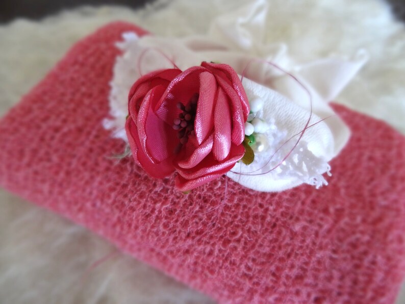 Baby girl Hair Band Wrap Set peony pink wrap headband Newborn Photo Shoot Infant Baby Photography Photo Prop Accessory Handmade Headband