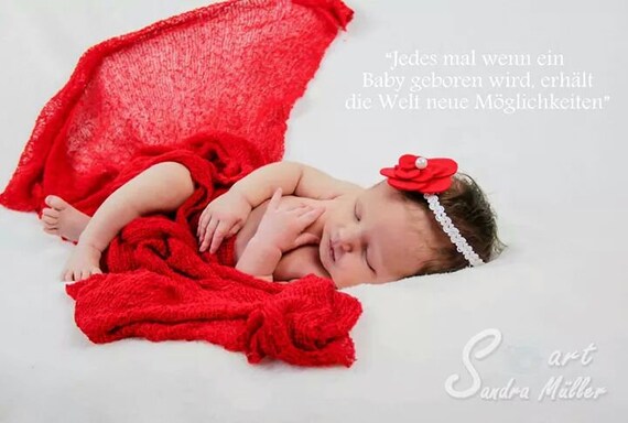 Wrap Set Headband Red Flower Baby Stretch Wrap Red Photography Etsy