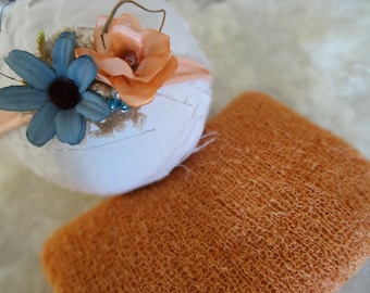 Baby girl flower hair band wrap Set Apricot baby photo shoot baby photography prop accessories Handmade Newborn photo shoot