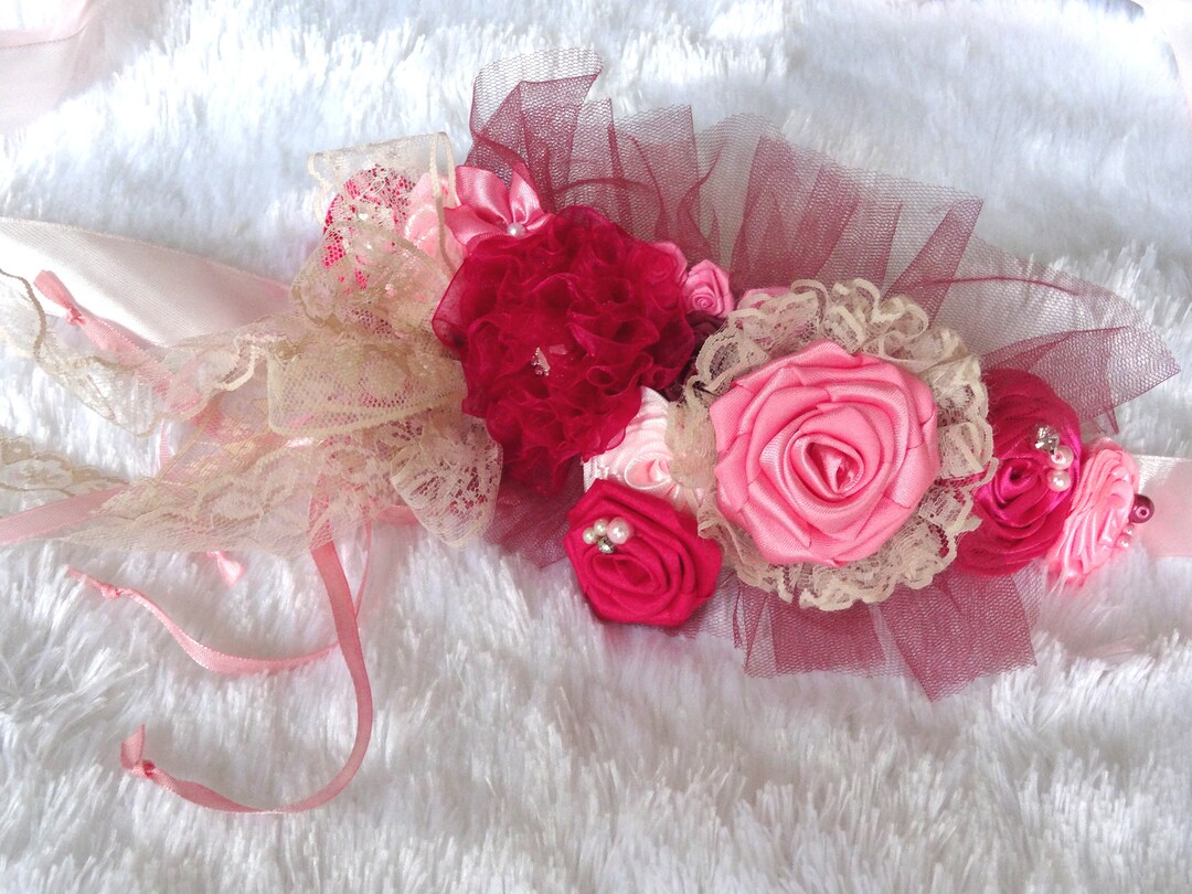 Sash Pregnancy Baby Belly Band Pink Baby Bump Photo Shoot Ribbon