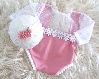 Newborn Outfit Baby Girl Lace Bodysuit headband set Baby Photoshoot Baby Photography Baby Fashion Girl Photo Clothes Baby Photo Props