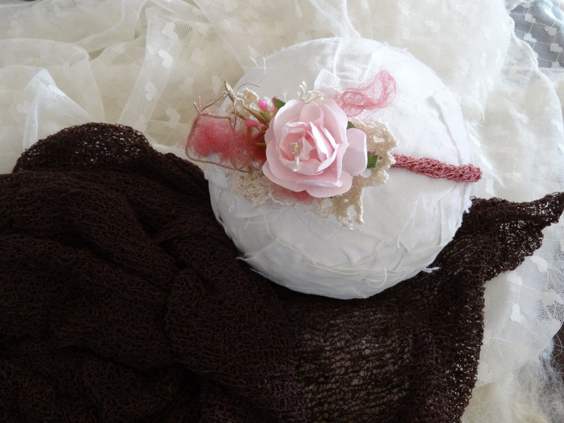 Baby Headband Wrap Set dark brown baby photo shoot baby photography prop accessory Handmade Newborn Wrap Hair Accessories
