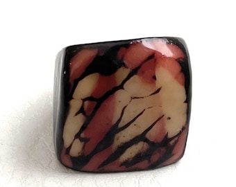 Tagua Nut Ring Maroon TAG801,  Eco-Friendly Tagua Ring, Organic Jewelry