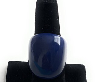 Blue Tagua Nut Ring TAG803, Eco-Friendly Tagua Ring in Royal Blue Organic Ring