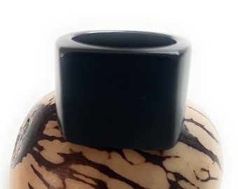 Tagua Nut Ring in Black TAG806, Eco-Friendly Tagua Ring, Organic Jewelry