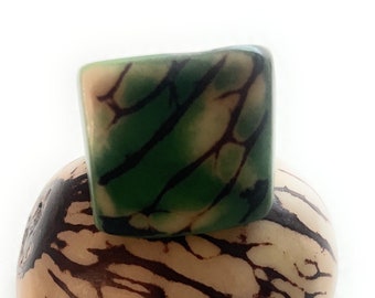 Tagua Nut Ring in Green TAG802, Eco-Friendly Tagua Ring, Organic Jewelry