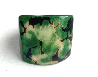 Tagua Nut Ring in Green TAG801,  Eco-Friendly Tagua Ring, Organic Jewelry