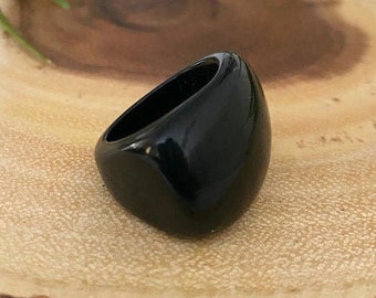 Women's Organic Tagua Nut Ring TAG804, Black Eco-Friendly Tagua Ring